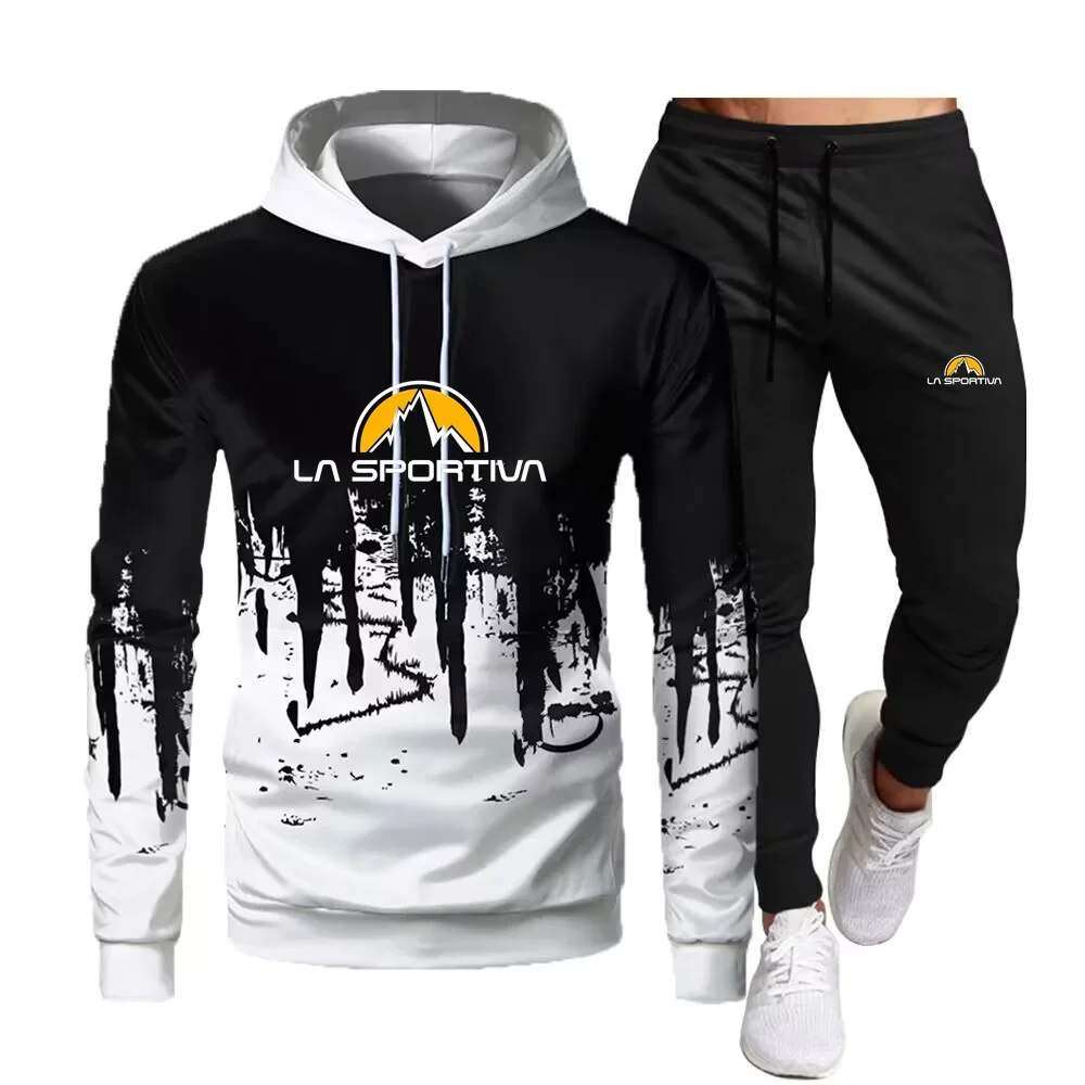 Sports Suit La Sportiva Men's Sets Hooded Pullover + Sweatpants Autumn Fishing Sports Casual Jogging 2-piece Set