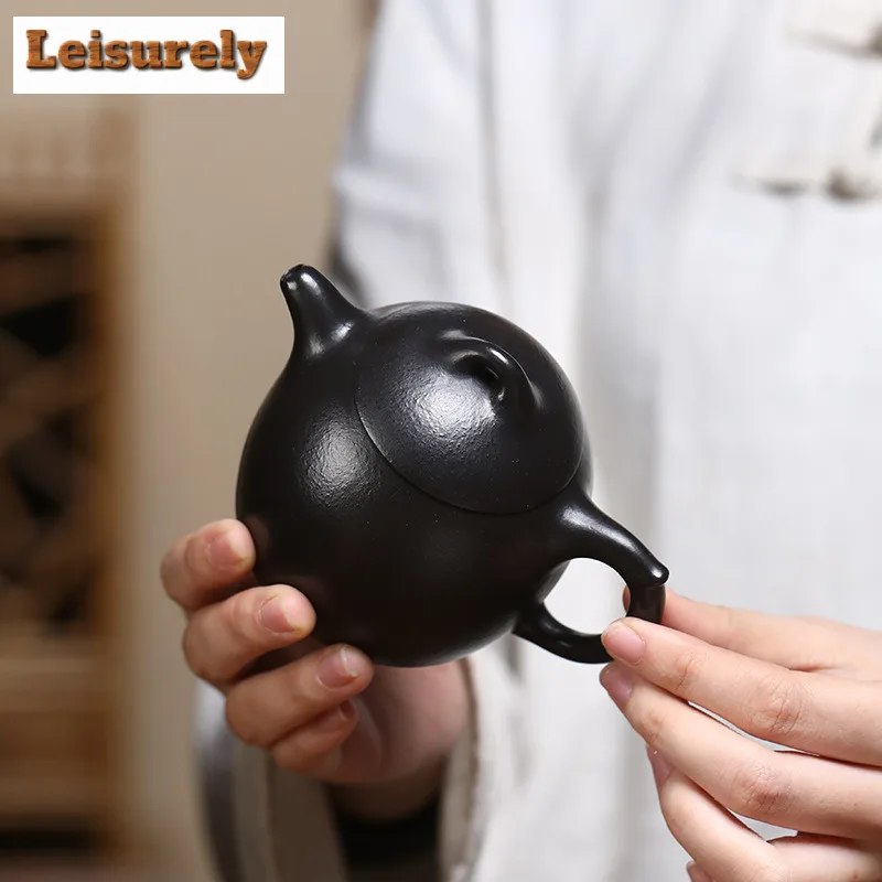 210ml Handmade Yixing Purple Clay Teapots Handmade Pot Raw Ore Black Zhu Mud Tea Infuser Kettle With Strainer  Zisha Tea Set