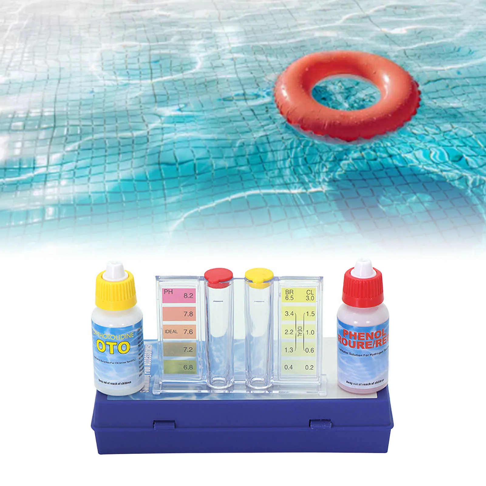 Water Tester Water Quality Test Solution with Testing Strip Tube Tool for PH Residual Chlorine Detection