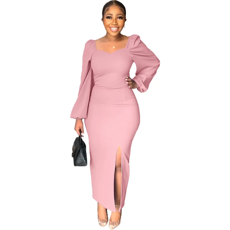

African Dresses for Women Summer 2023 Fashion Style African Women Long Sleeve Yellow White Black Pink Long Dress Maxi Dress