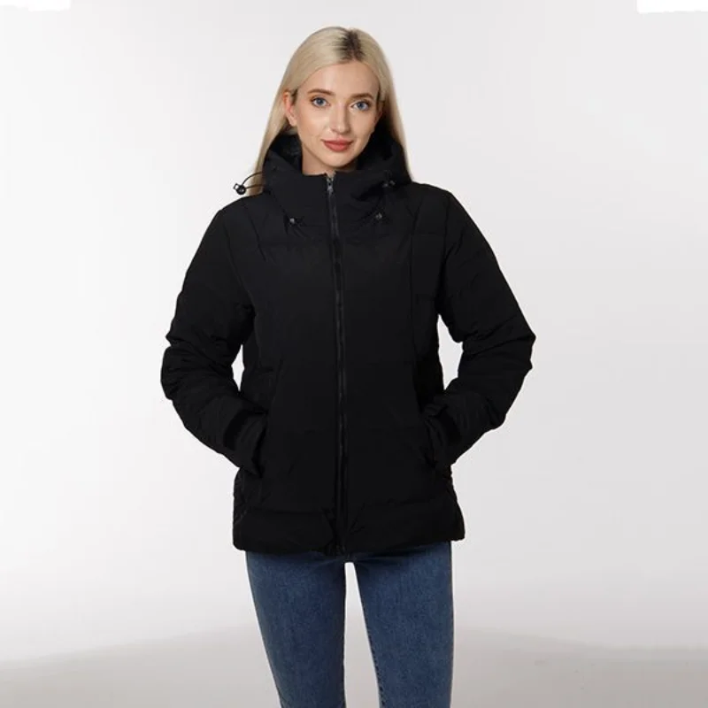 

Winter Thick Parkas Coat Women's Loose Cardigan Zipper Warm Coat Women's Fashion Solid Color Long Sleeve Hooded Parkas Jacket