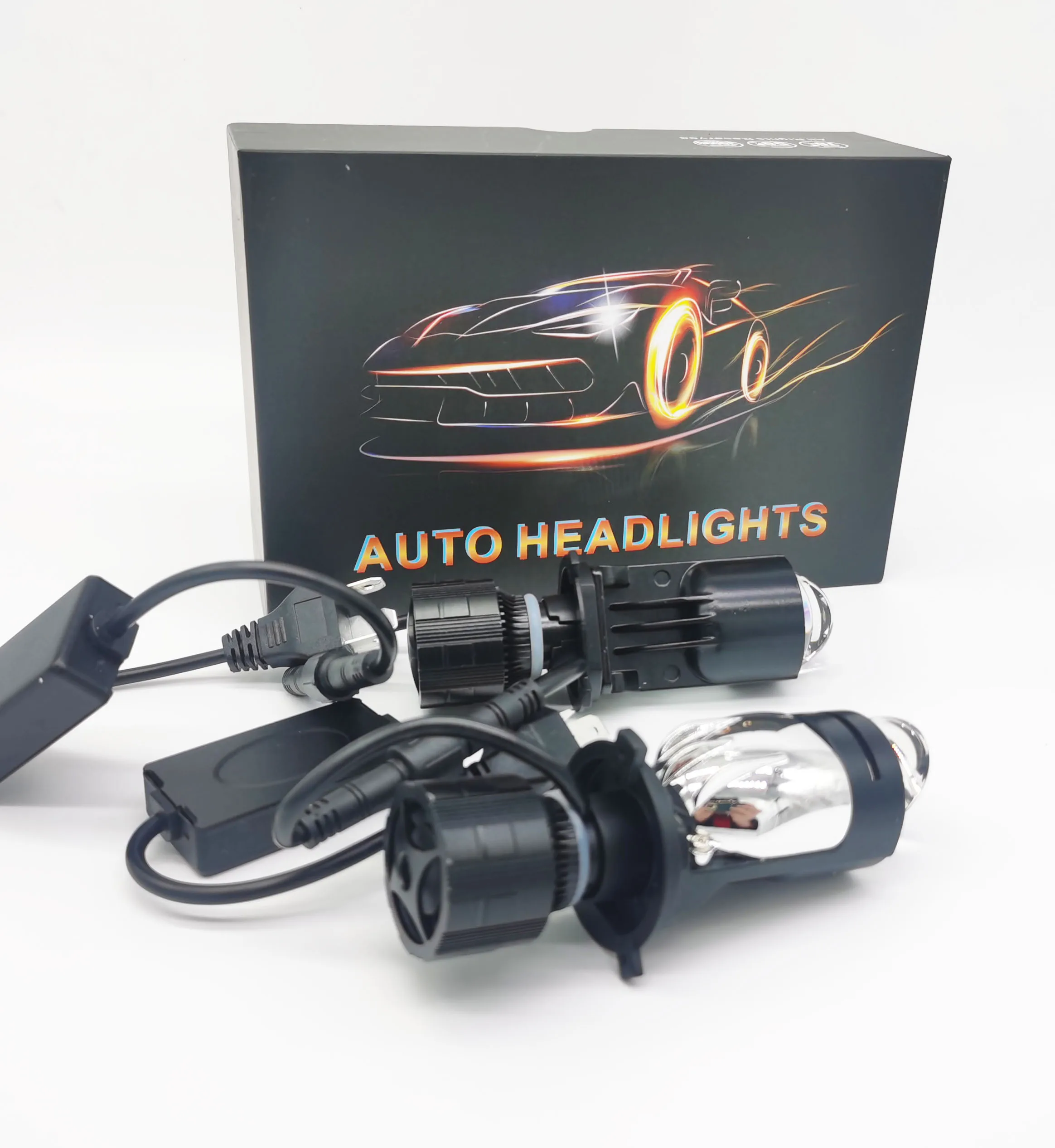 KEPMA LED 2PCS H4 Bi-LED M01K Mini Projector Lens LHD Headlight Kit Bulbs Hi/Lo Beam 50000LM