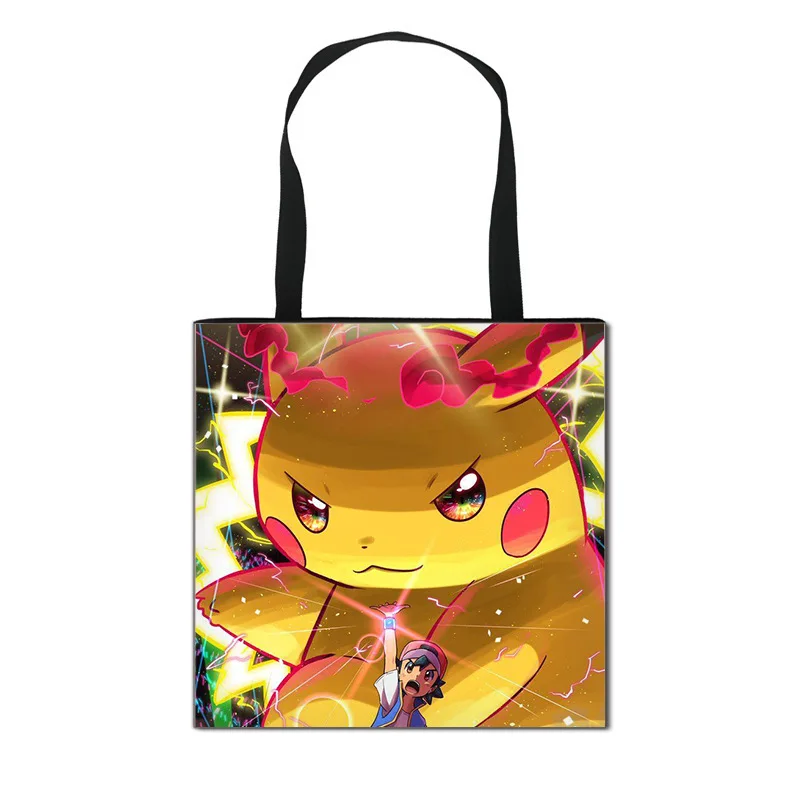 Pokemon pikachu casual grande capacidade sacos de ombro shopper tote saco  carta moda harajuku zíper impressão lona bolsas femininas - AliExpress