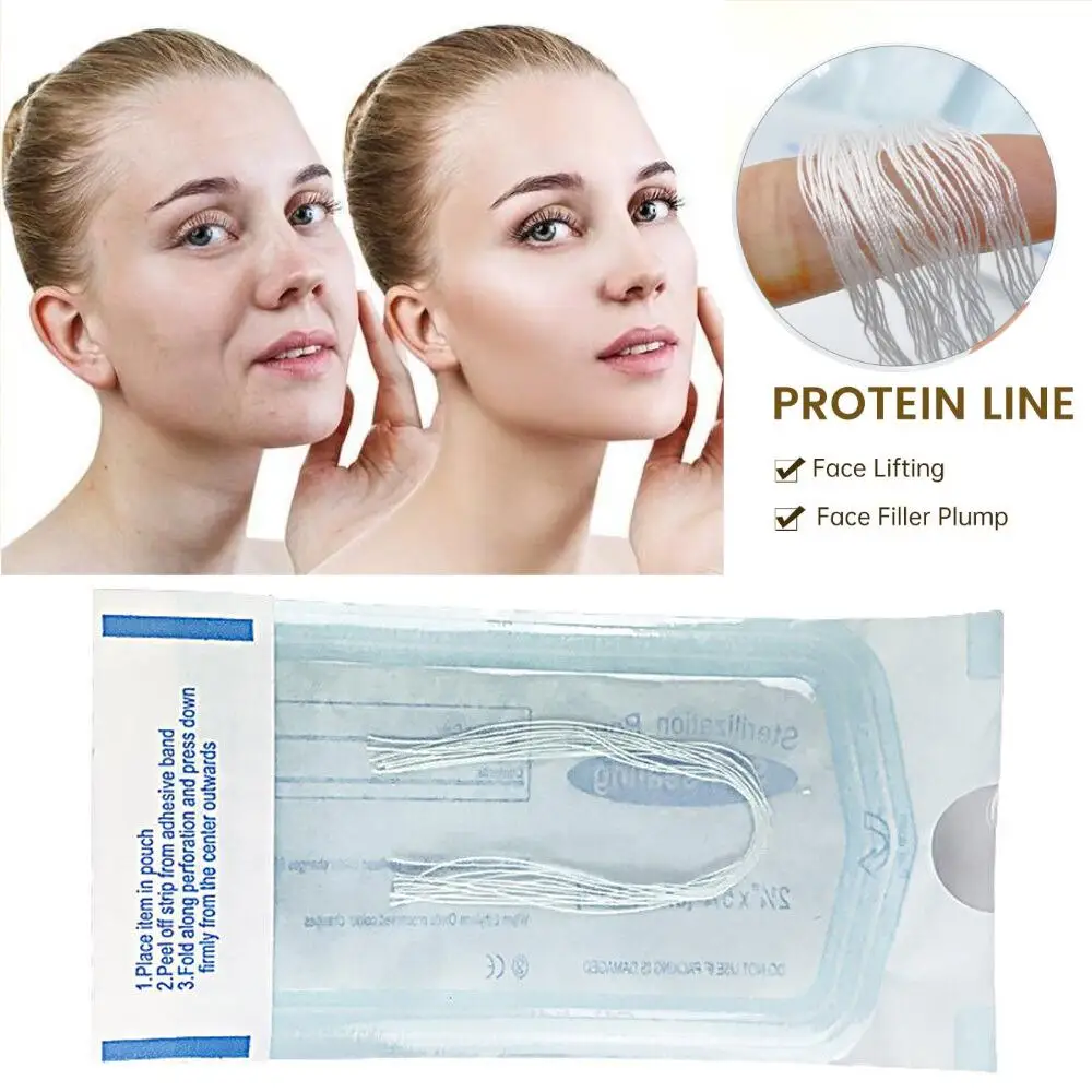 60/120pcs No Needle Gold Protein Line Absorbable Anti-wrinkle Face Filler Lift Firming Collagen Thread Anti-Aging Facial Serum