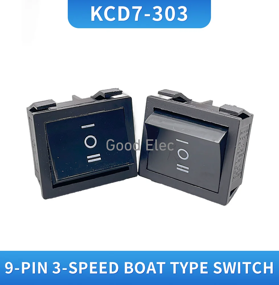 KCD7-303 выключатель питания ON- OFF- ON 9 pin 36*31 мм 16A250V/20A125V
