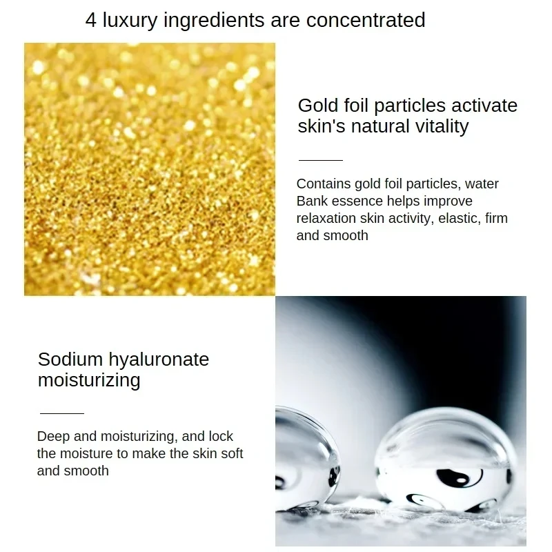 24K Gold Hyaluronic Acid Nicotinamide Face Essence Replenishment Moisturize Shrink Pore Brighten Skin Care Firming Facial serum 5