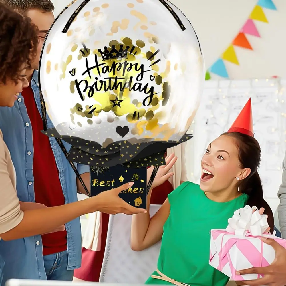Party-Dekorationen Faltbare Überraschungs-Geschenkbox 'Happy Birthday' mit Konfetti Springende Überraschungsbox Pop-Up-Explosion – Detail 8