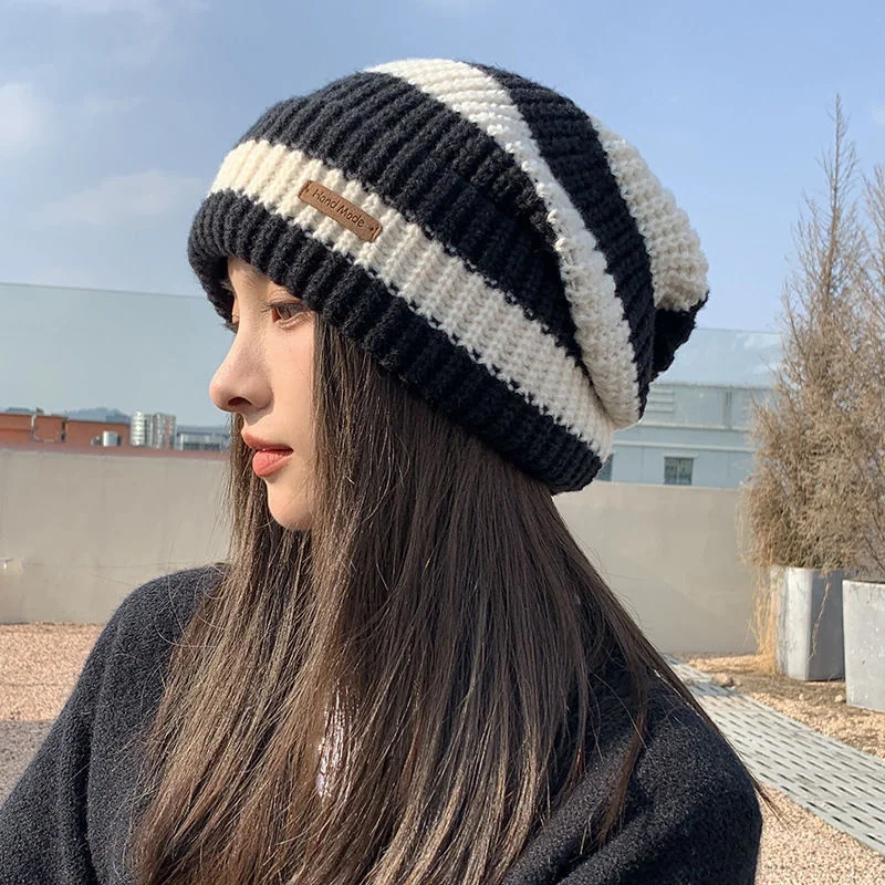NEW Winter Warm Hats For Women Casual Stacking Knitted Bonnet Caps Men Hats Stripe Hip Hop Unisex Female Beanies - 4