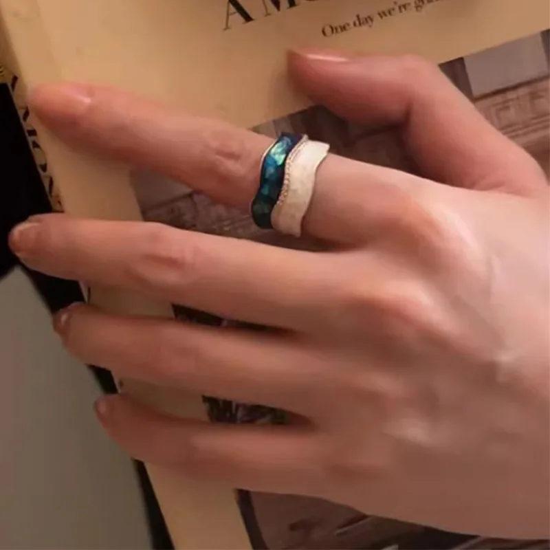 

PANJBJ 925 Sterling Silve Dropwise Glaze Zircon Ring for Women Girl Gift Originality Design Rose Gold Jewelry Dropshipping