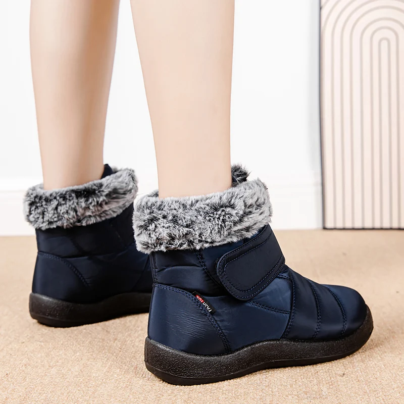 Womens Waterproof Boots Made Of Looped Rabbit Fur