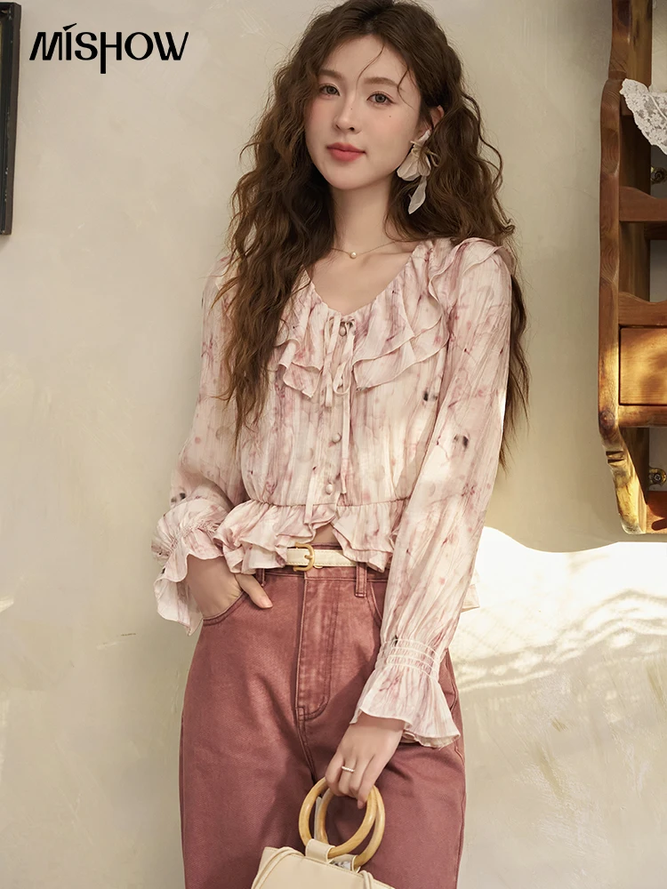 MISHOW 100% Cotton Wide-leg Straight Jeans for Women Baggy High Waist Pants Woman 2024 Spring Autumn Fashion Trousers MXD11K0543