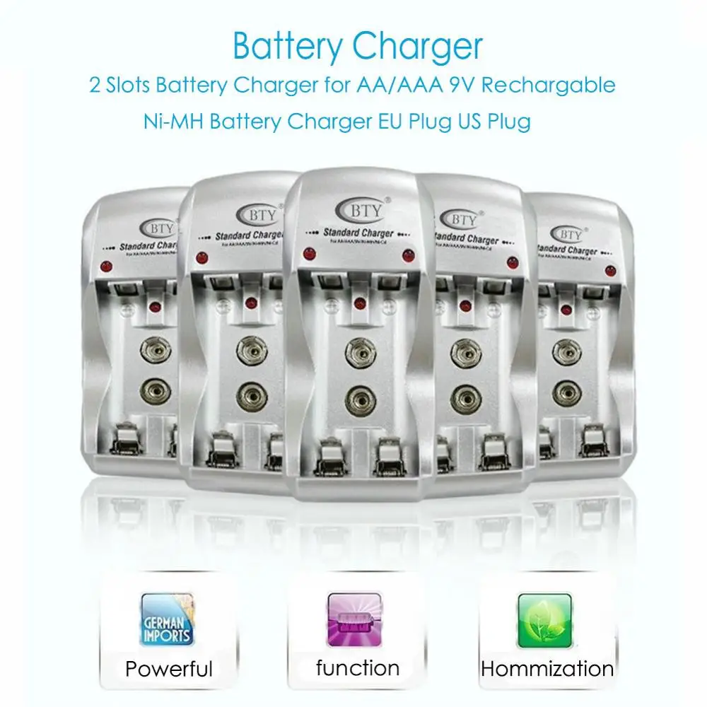 2 Slots Rechargeable Battery Charger Universal Easy-use for AA/AAA 9V Ni-MH Battery Standard Charger EU/US For battery charger,battery charger adapter