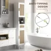 Homcom Tall Bathroom Storage Cabinet with Rattan Doors, Freestanding Bathroom Cabinet with Open Shelf, Drawer, White 5