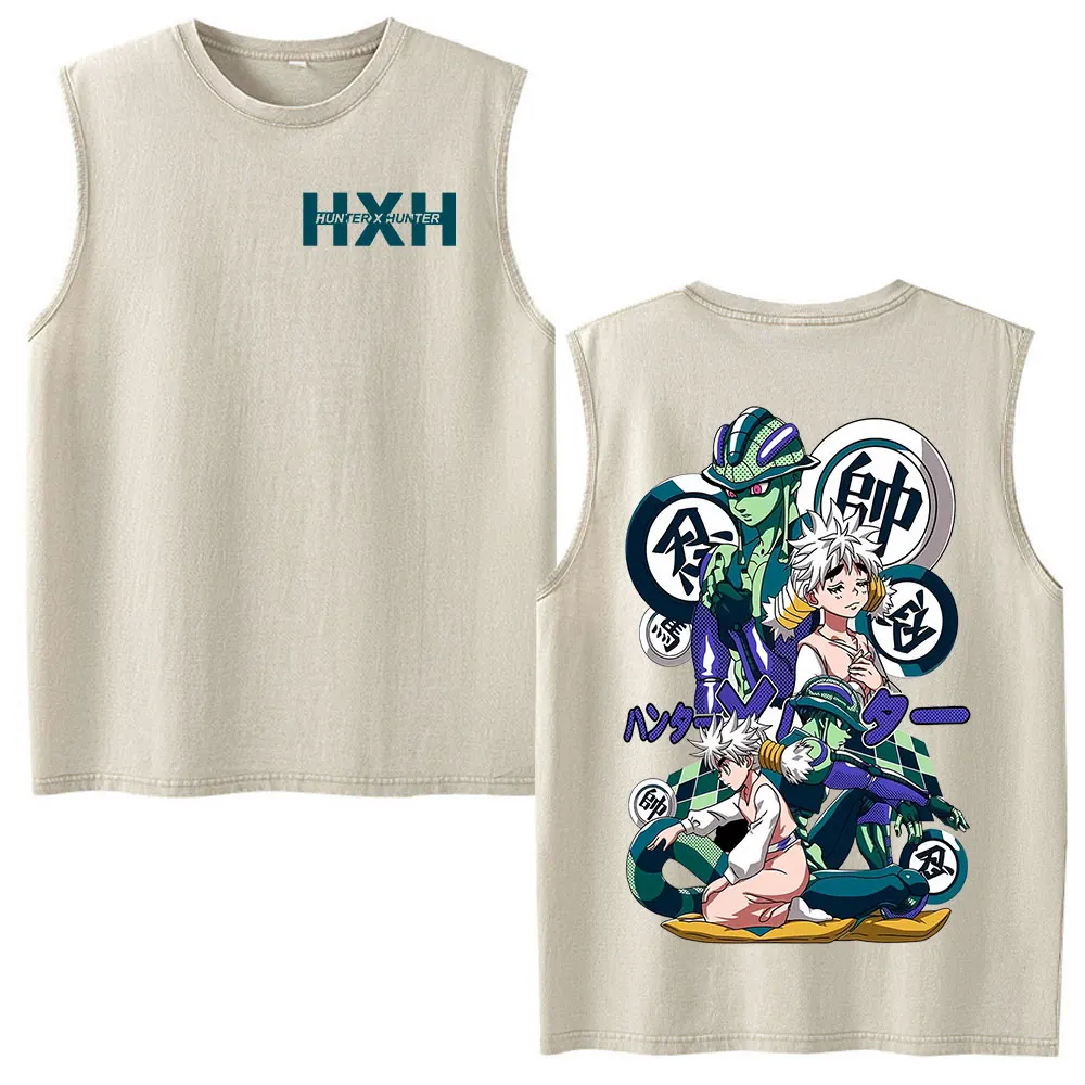 Vintage Washed Kurapika Graphic Sleeveless Tank Top