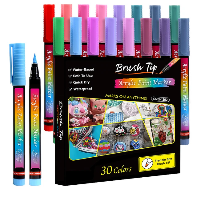 30 feutre acrylique marqueurs de peinture acrylique Stylos de