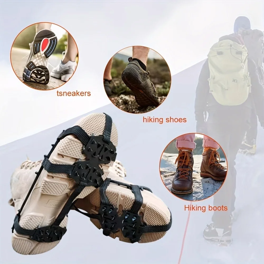 Ice Gripper Spike 2pcs/set 24-Tooth Home Anti-Slip Set Anti-Skate Claws Ice and Snow Shoe Covers For Hiking Rock Climbing Walking Running