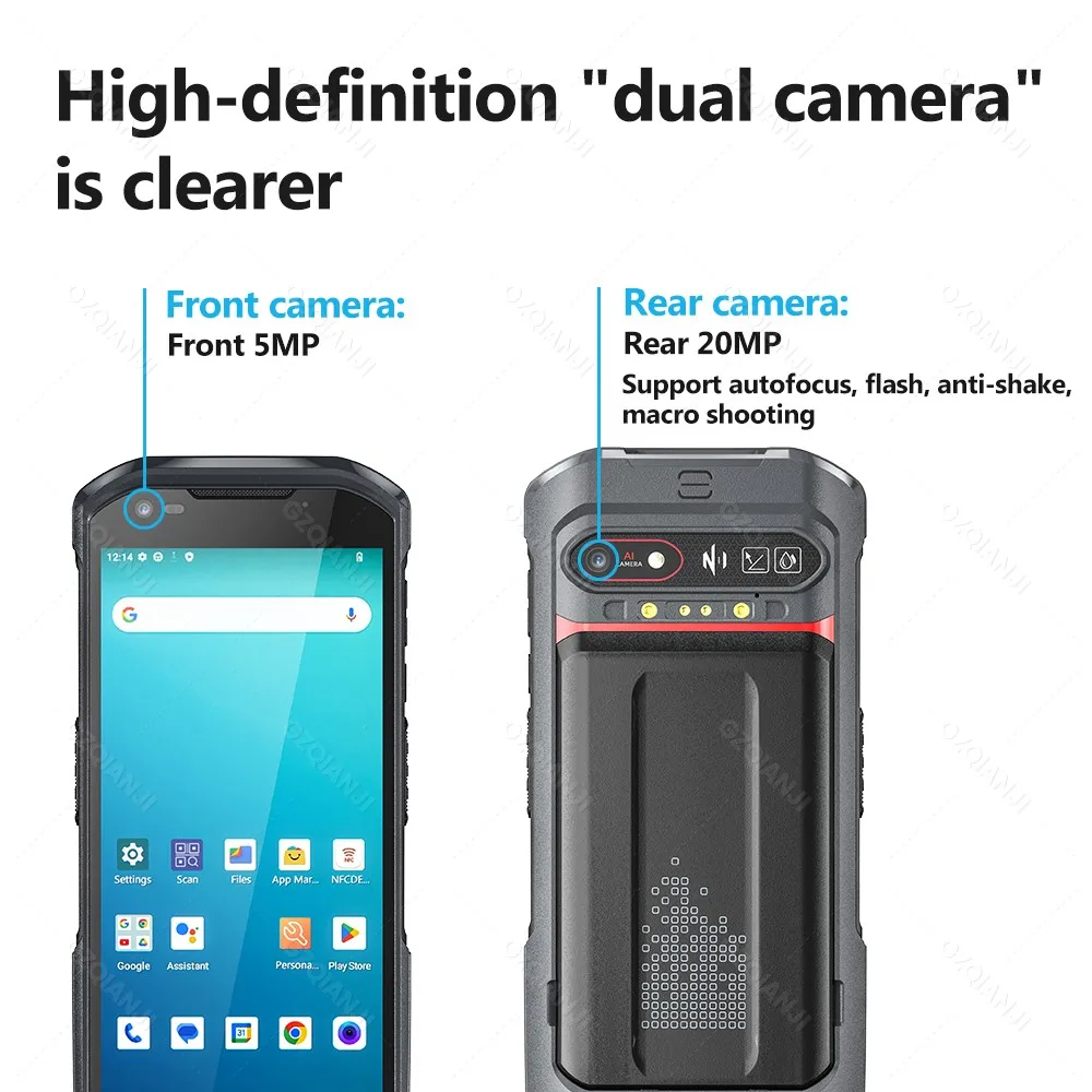 견고한 안드로이드 13 휴대용 터미널 PDA, 4G64G NFC 1D 2D QR 바코드 스캐너 리더, Wifi GPS 데이터 수집기, 창고 사용