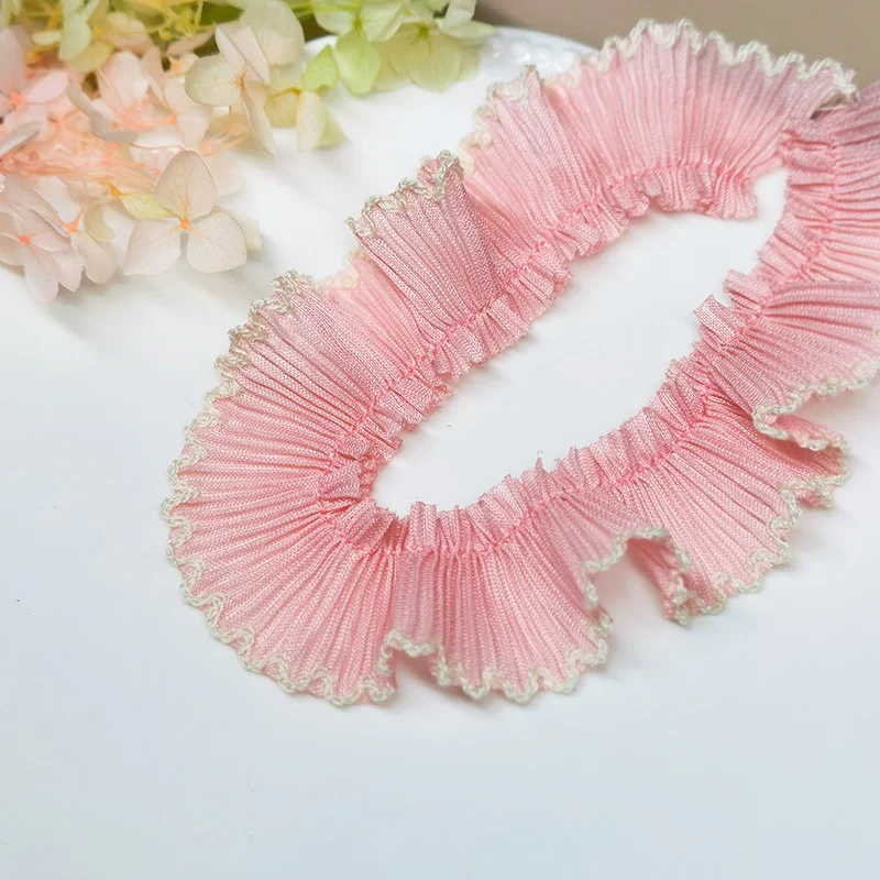 Lace Fabric Lace Ribbon Lace Garment Accessories Lace Sewing Supplies Chiffon Lace Fabric Lace Decoration Lace Accessories Lace Sewing Accessories Clothing Accessories 18-color Chiffon Folds Dog Teeth Gold Thread Border Lace DIY Clothes Hat Home Textile Ornaments Multi-purpose Sewing Accessories