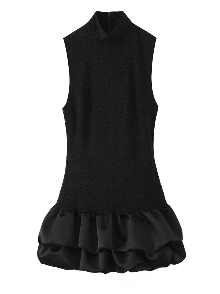 Elegant Y2K Sleeveless Backless Mini Dress with Ruffled Hem