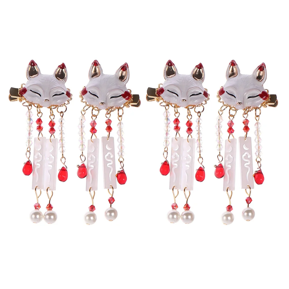 

4 Pcs Alligator Hair Clips Chinese Hairpin Decoration Tassel Accessory Barrettes Girl Accessories Alloy for Girls Drop Miss
