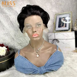 Bliss pixie corte perucas de cabelo humano 100% peruca de cabelo humano brasileiro curto peruca de cabelo humano parte curta peruca dianteira do laço para as mulheres por atacado