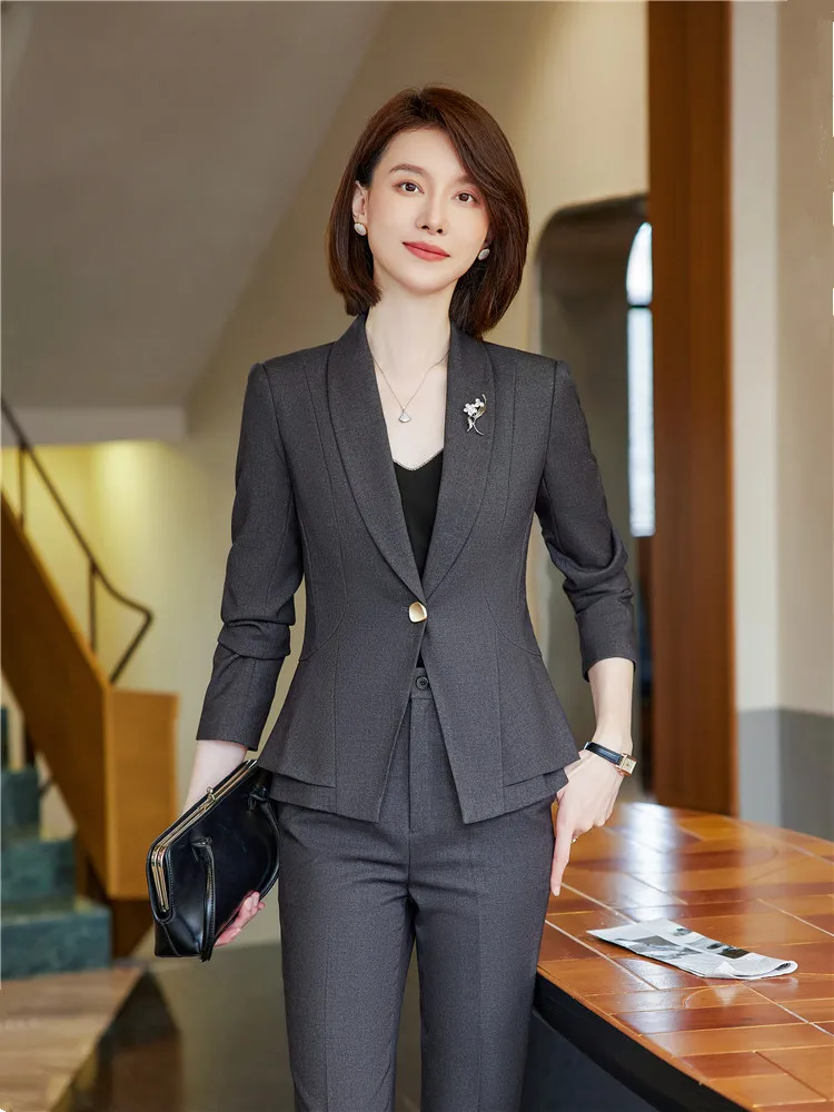 Conjunto elegante de 2 piezas para mujer, Blazer con pantalón, trajes  formales elegantes para oficina, conjunto de negocios Za, primavera 2023 -  AliExpress