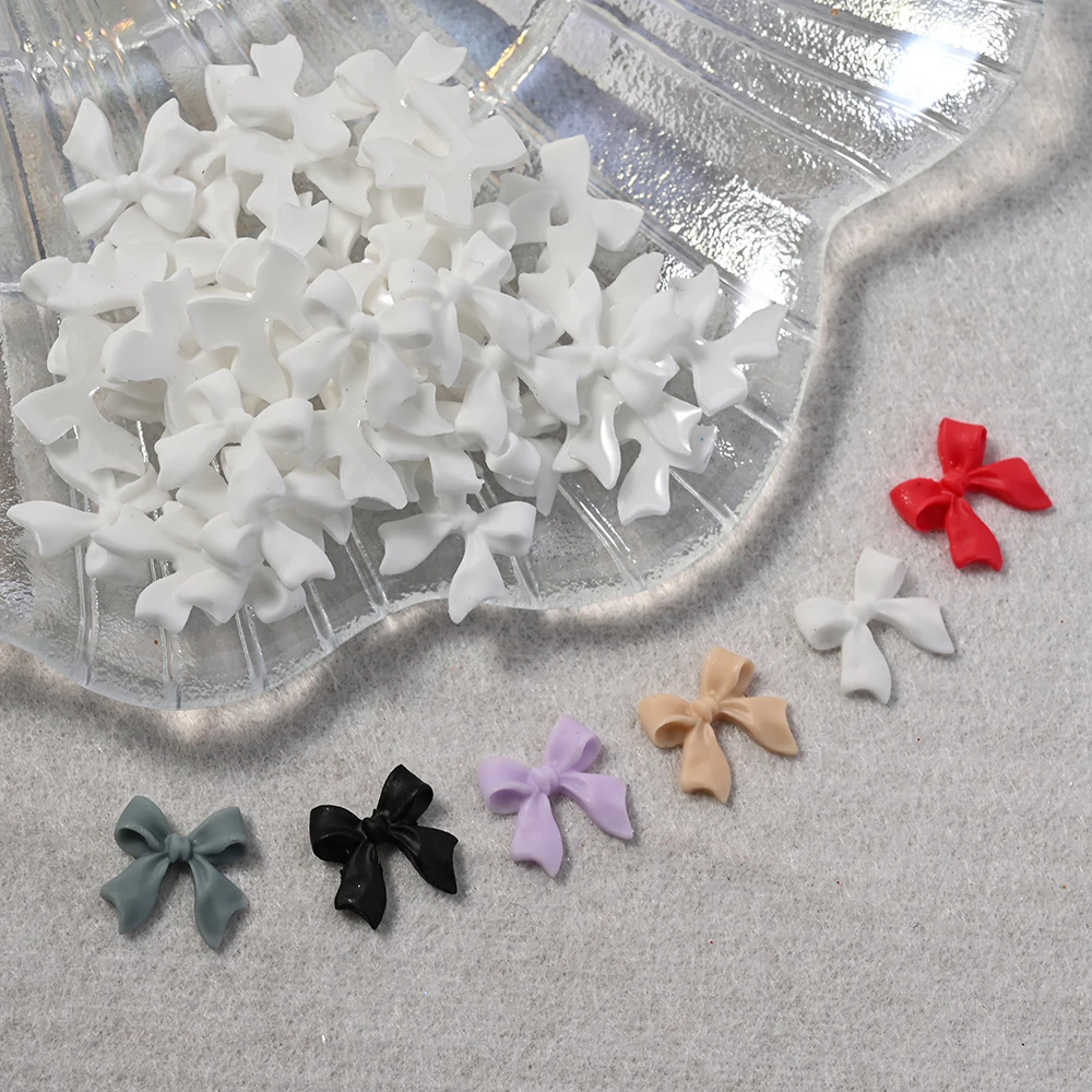 100 Stück 3D schwarze Schleife Nail Art Charms Kawaii Harz Band Bögen Nail Art Dekorationen DIY koreanische Y2K Stil Maniküre Zubehör – Detail 7