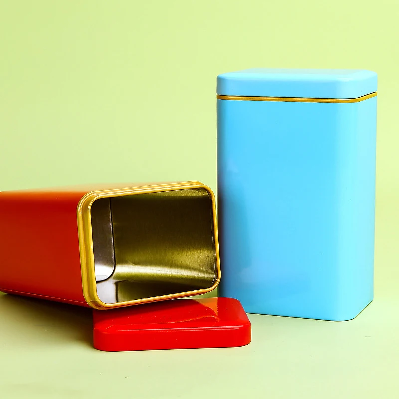 125g Metal Retro Square Tea Can Candy Food Storage Case With Lid Packaging Box Container Sealed Metal Can tea tin box tea canister