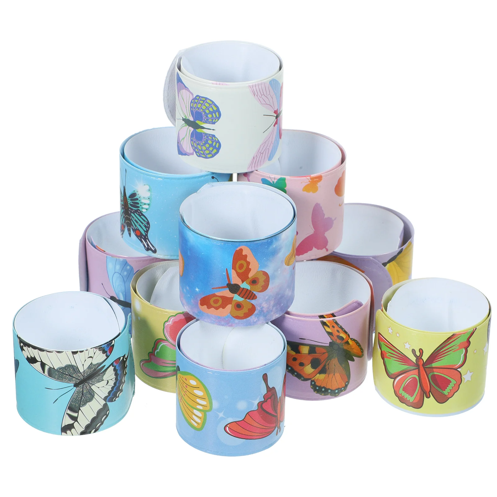 

24pcs Cartoon Butterfly Slap Bracelet Butterfly Theme Slap Bracelets Delicate Snap Bracelets