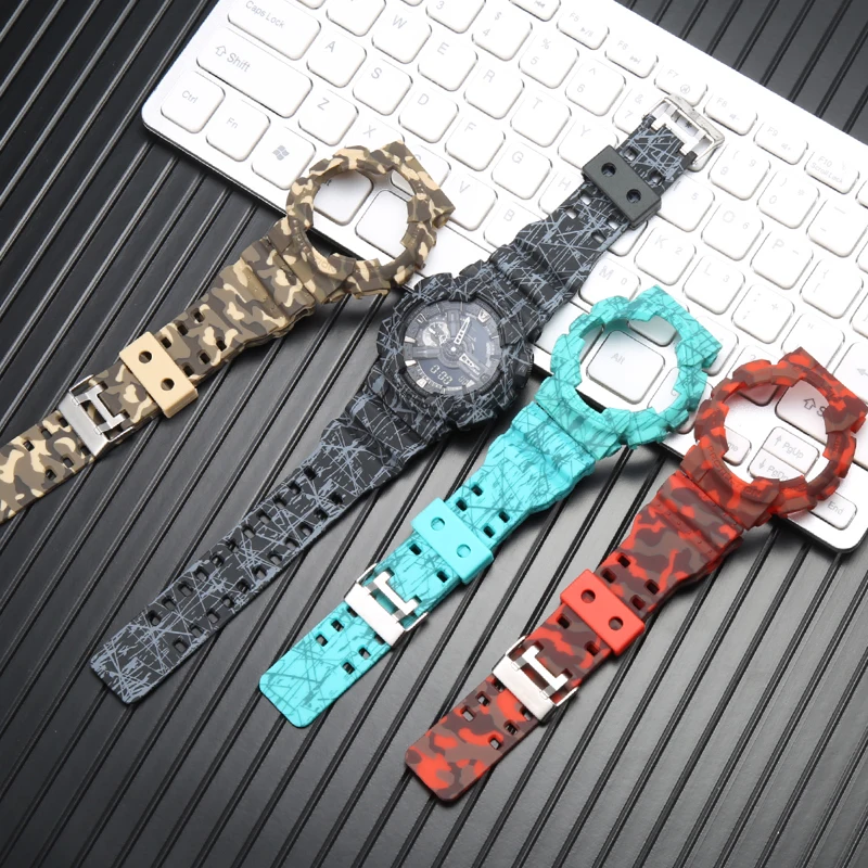 

Watch Accessories Resin Watchband Case For GA-110 100 120 140 GD GLS GAX110 Men's Sport Waterproof Strap Camo Bracelet