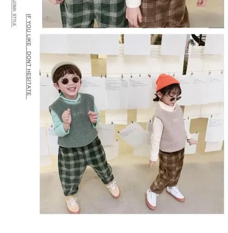 Kinderweste für Herbst und Winter, Oberbekleidung für Jungen und Mädchen, modische Weste mit schlichtem Plüschfleece-Stil – Detail 10