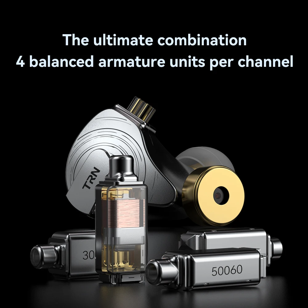 TRN-ST5 4BA + 1DD 하이브리드 행잉 인 이어 헤드셋, 10 드라이버 유닛, HIFI DJ 모니터 이어폰, 이어 버드, BAX kirin용 소음 제거