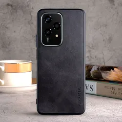 Luxury Vintage Leather Phone Case - Elegant Protective Cover for Honor 200 Lite Pro 5G (Black)