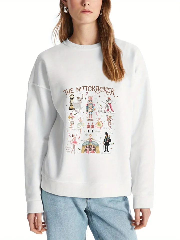 Nutcracker Ballet Character Print Hooded Sweatshirt