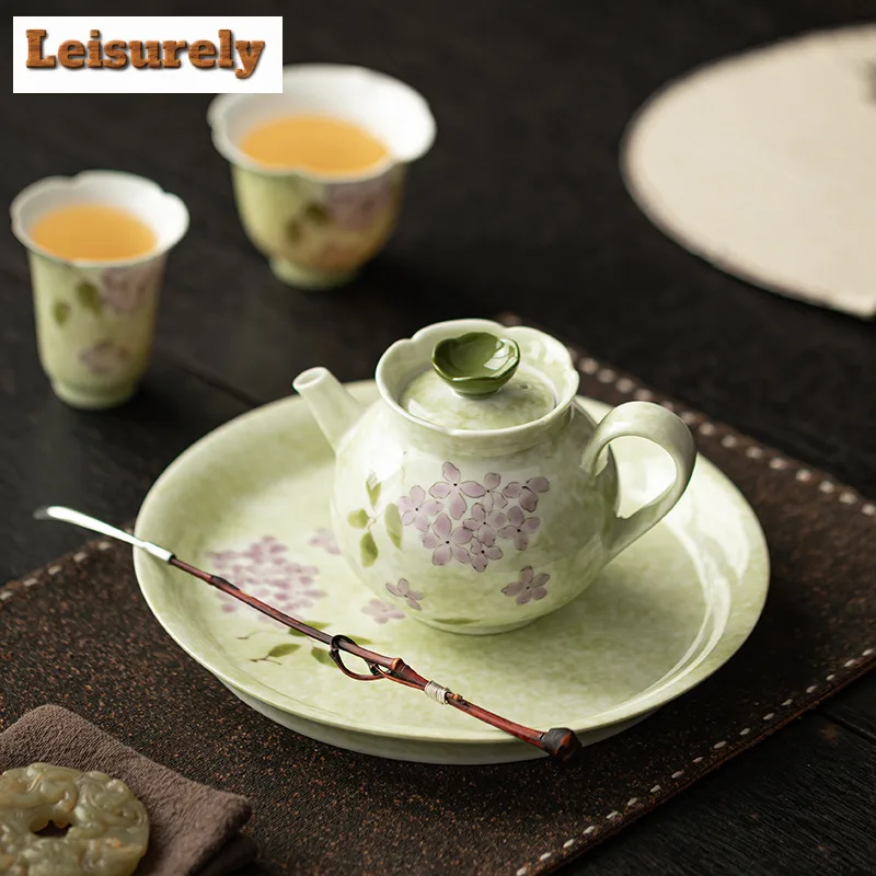 200ml Hand-painted Hydrangea Teapot Zen Tea Infuser Pot Household Tea Maker Kettle with Strainer Chinese Tea Set Supplies Gift