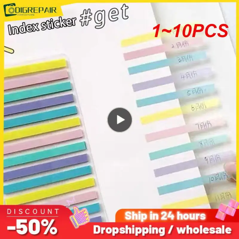 

1~10PCS Color Stickers Transparent Fluorescent Flags Very Thin Strip Index Sticker Writable Color Transparent Post