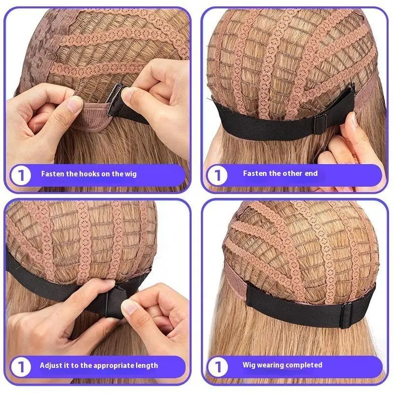1PC 블랙 조절 가능한 가발 밴드, 가발 고정용 미끄럼 방지 탄성 스트랩, 여성용 통기성 가발 액세서리