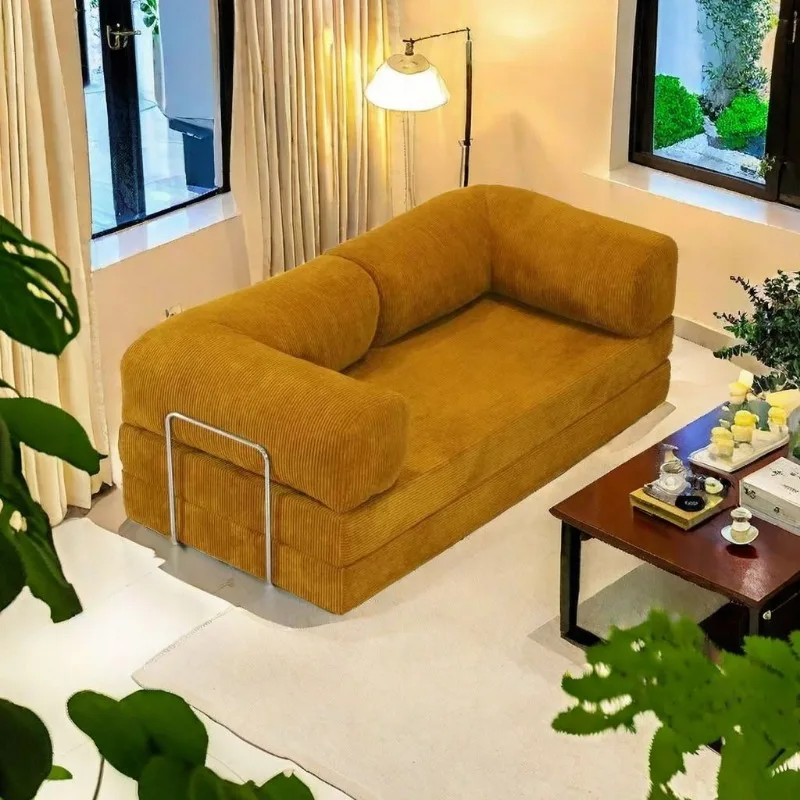 Fabric Sofa Bed Retro American Style Modular Couch Small Apartment Living Room Detachable Washable Lazy Sofa Bed Comfort Design