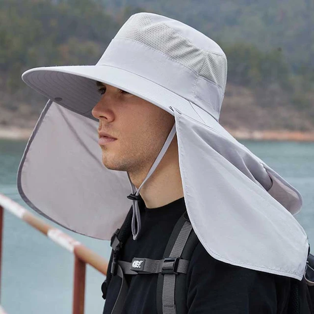 Unisex Bucket Hat with Shawl Waterproof Outdoor Hiking Fishing Cap