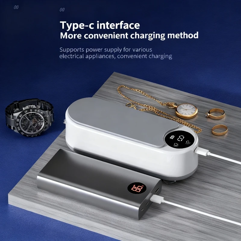 High Frequency Vibration Jewelry Cleaner 360° Automatic Deep Cleaning Tool Portable USB Rechargeable for Rings Earrings glasses 3
