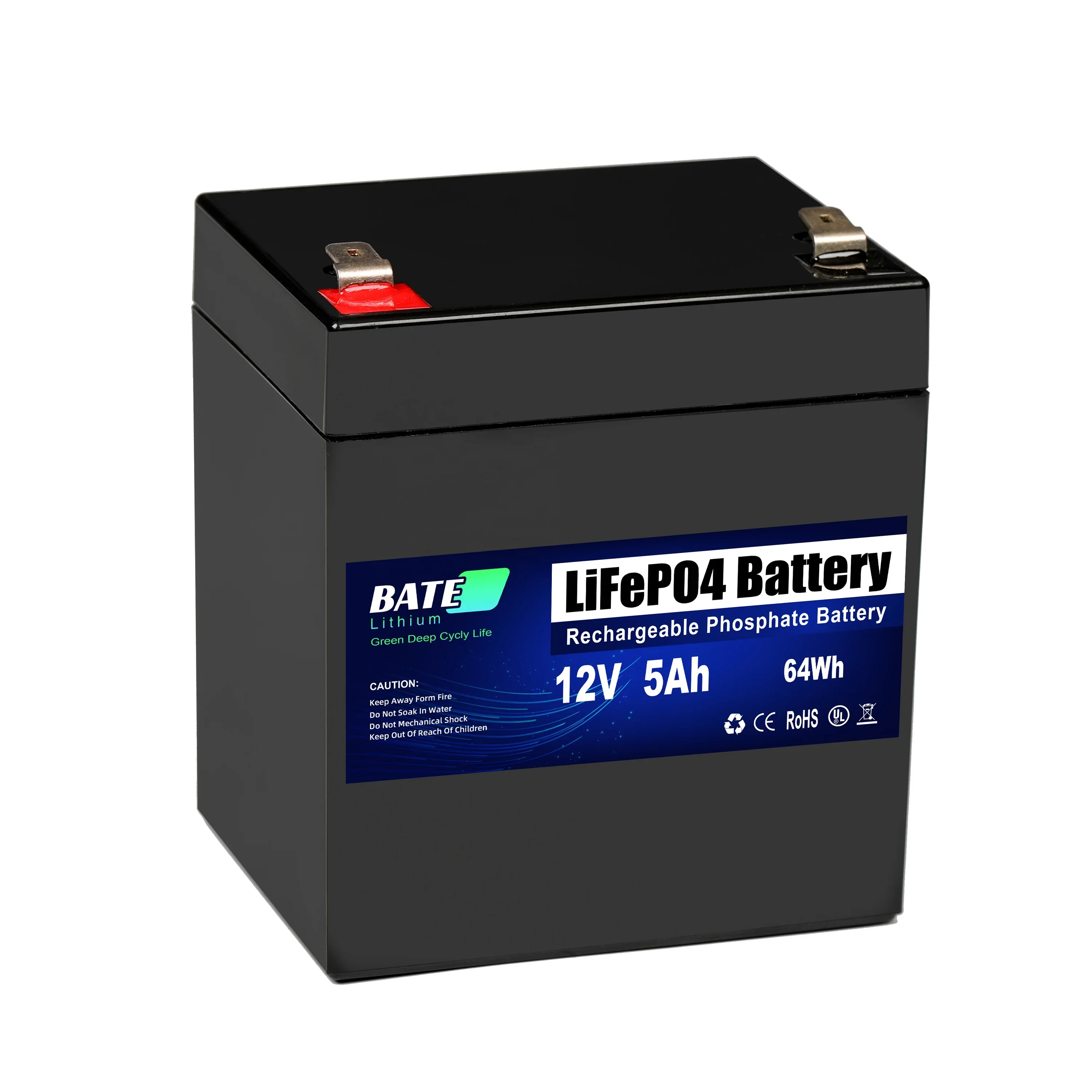 12V 5Ah Rechargeable Lifepo4 Battery Built in BMS Maintenance-Free Battery for Trolling Motor & Fish