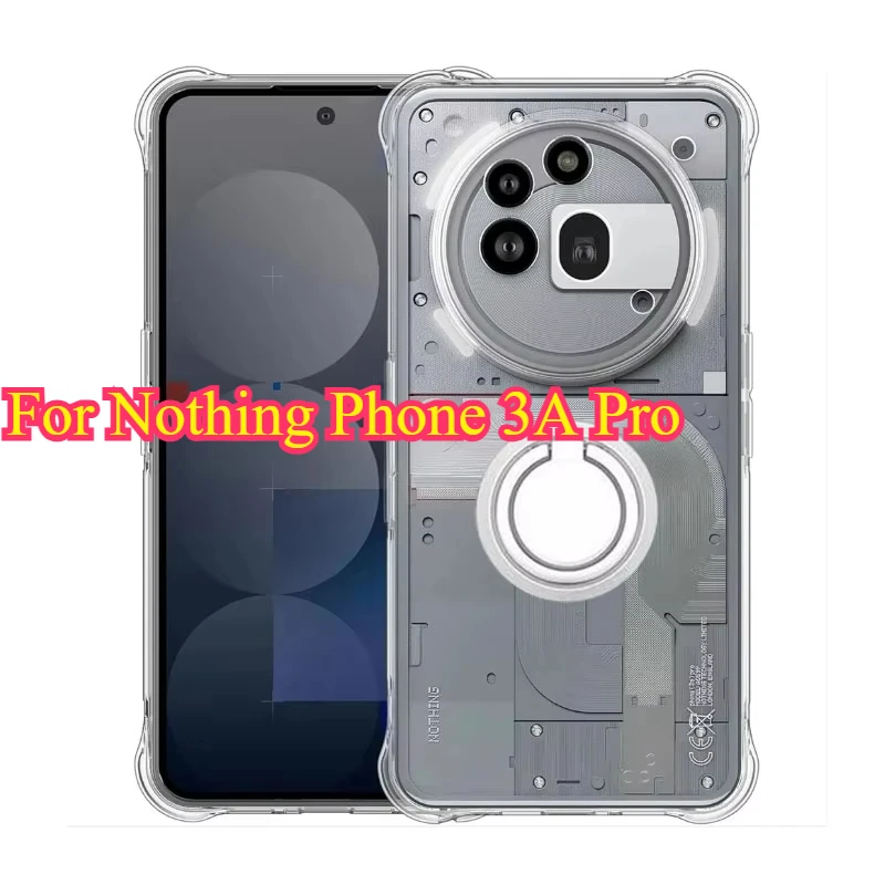 Enhanced Airbag Silicone Shockproof Case with Magnetic Stand Holder - Transparent Phone Cover