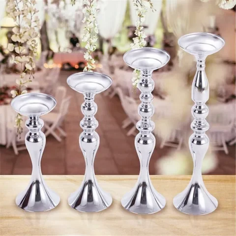 

Gold Candle Holders New 50cm/20" Metal Candlestick Flower Vase Table Centerpiece Event Flower Rack Road Lead Wedding Decor