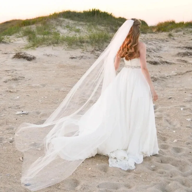 One-Layer Soft Tulle Long Bridal Veils Comb Marriage Accessories Bride Hair Wedding Veil 3 Meters bridal veil