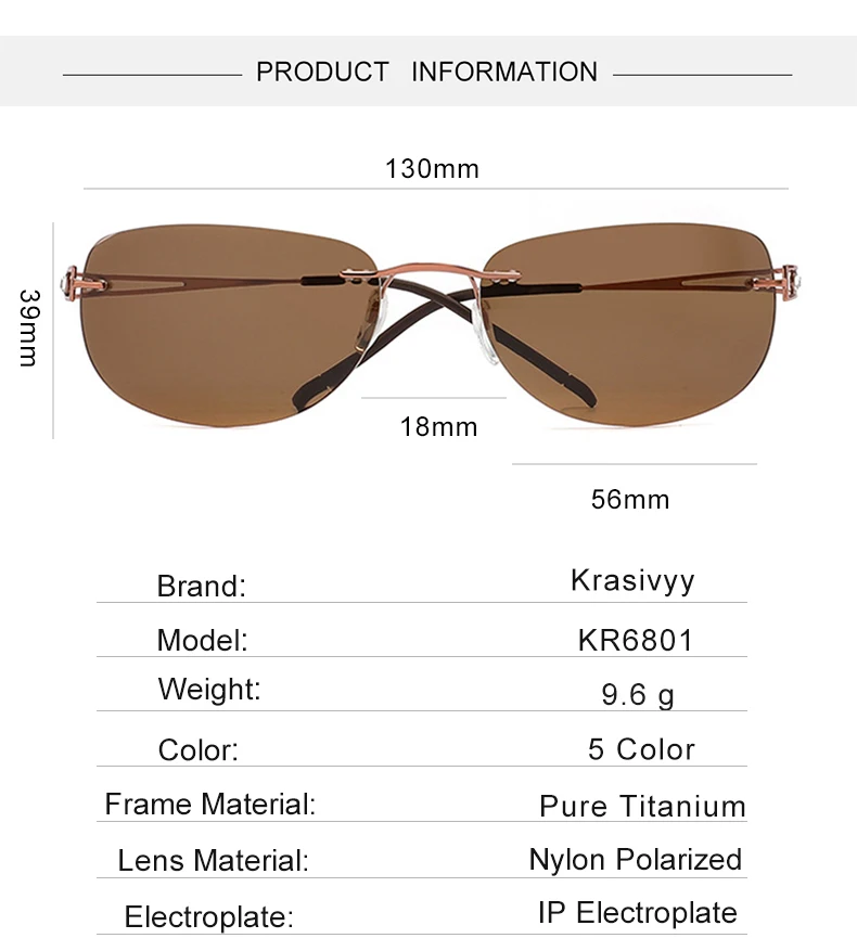 Krasivyy Women's Rimless Oval Screwless Titanium Sunglasses 8