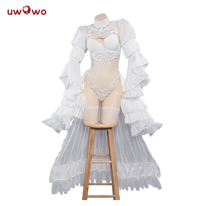 UWOWO Nierr: Automataa Yorhaa 2B Cosplay Costume White Wedding Dress Bride Halloween Costume Outdoor Dress For Women