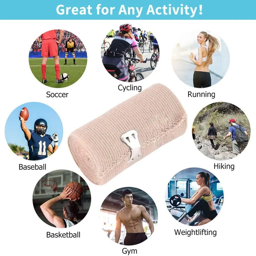Hohe elastische Kompressionsbandage mit Clip-Verschluss, Sehne, Sport, Tourniquet, Basketball, Knöchelstütze, Knieschoner, Fitness-Bandage – Detail 2