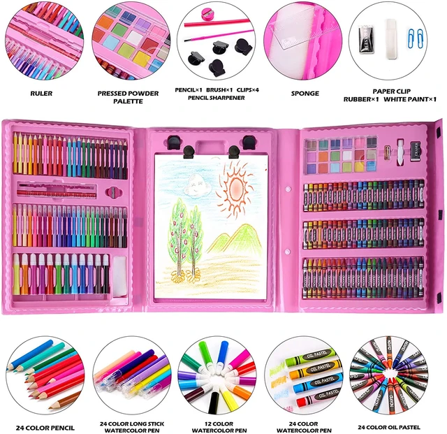 Kids Art and Drawing Kit .176 Piece Kids Drawing Set, Double Sided