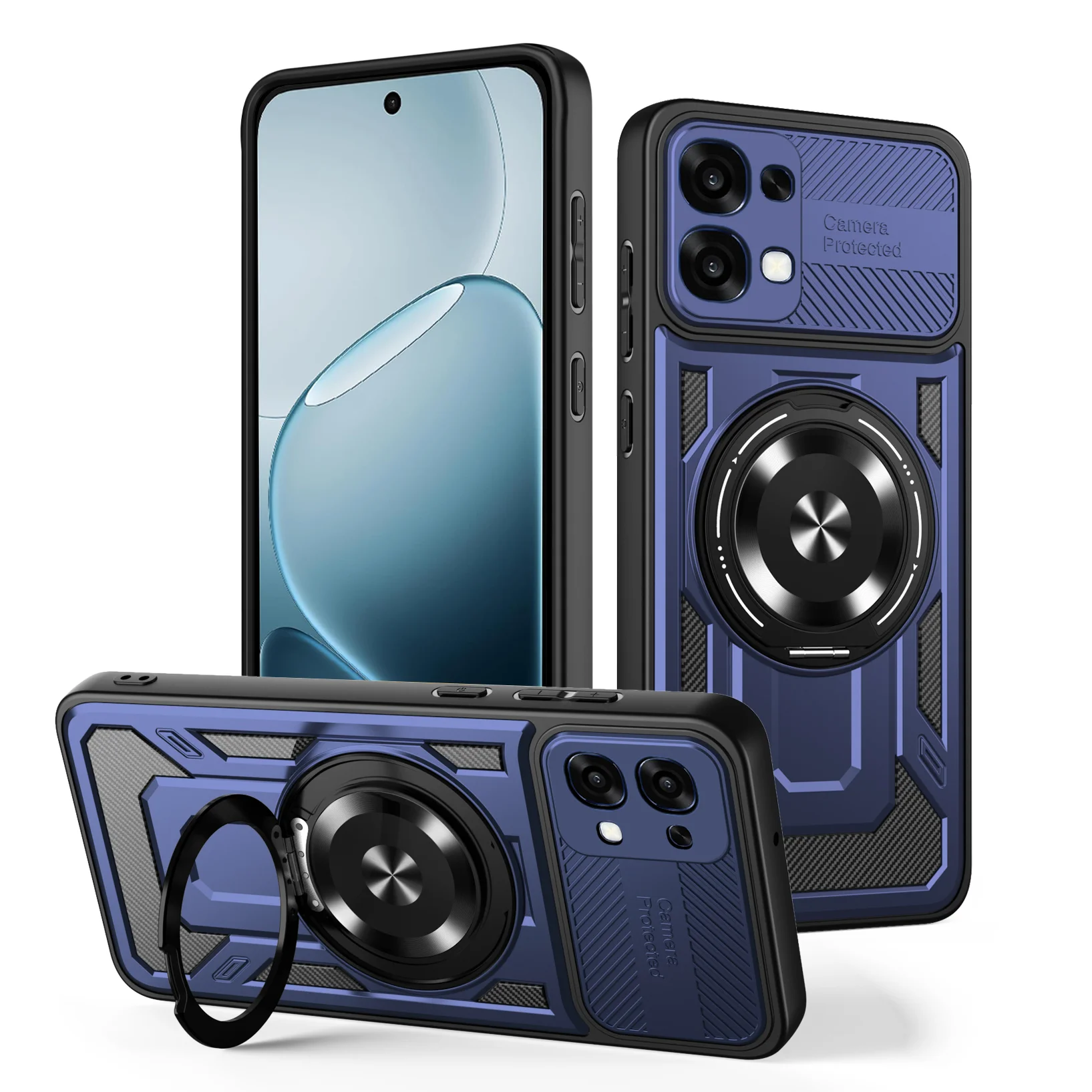 Magnetic Shockproof Ring Holder Case with Magsafe Wireless Charging Compatibility
