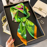 70X70CM Fashion Hair Scarf for Women Design Headband Ribbon Satin Silk Square Scarves Lady Wrist Wrap Design Multiple Styles 3
